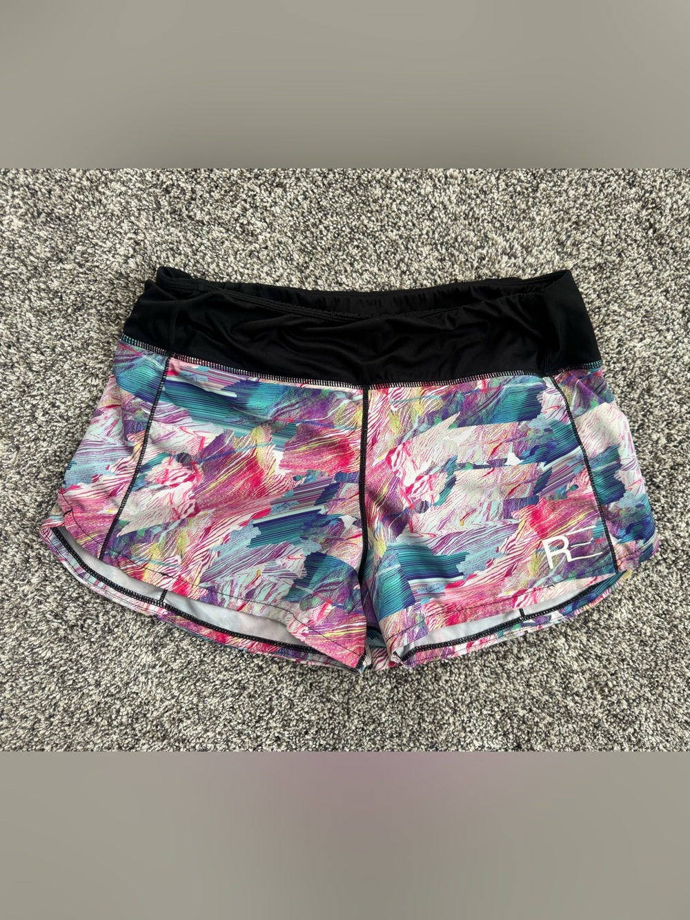 Women's Multicolor Printed Athletic Shorts - Black Waistband